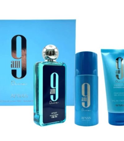 ESTUCHE AFNAN 9 AM DIVINE UNISEX 3PZS 100ML EDP + GEL DE BAÑO + DESODORANTE